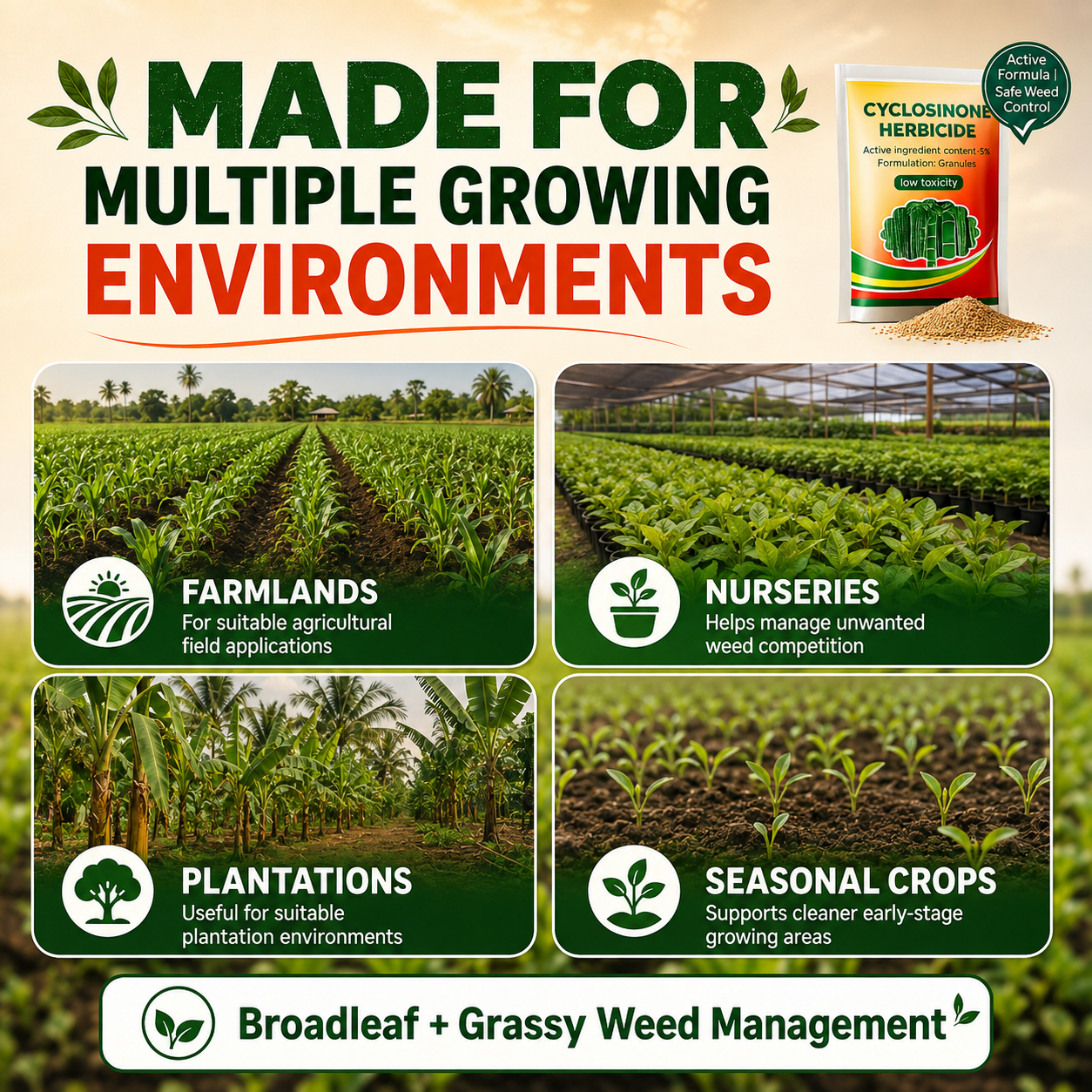 Cyclosinone Herbicide Granules