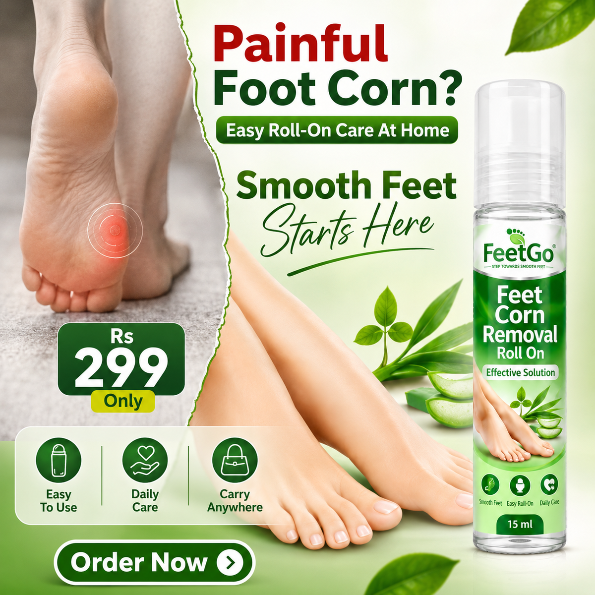 FeetGo Corn Removal Roll-On
