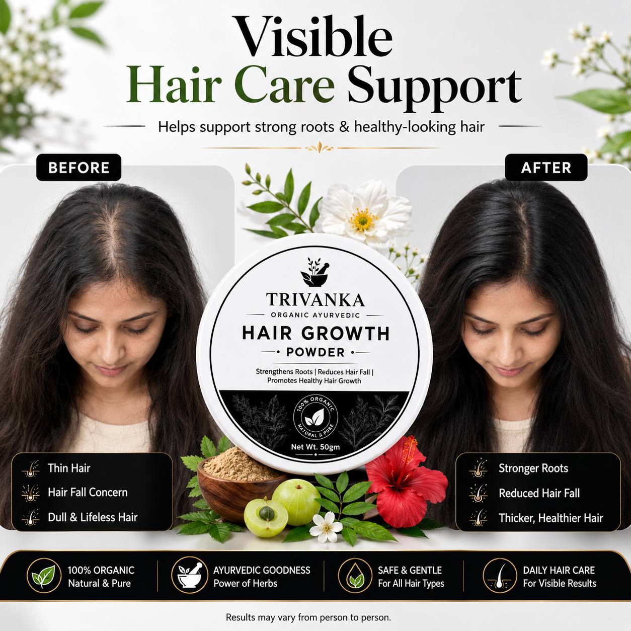 Trivanka Organic Ayurvedic Hair Growth Powder