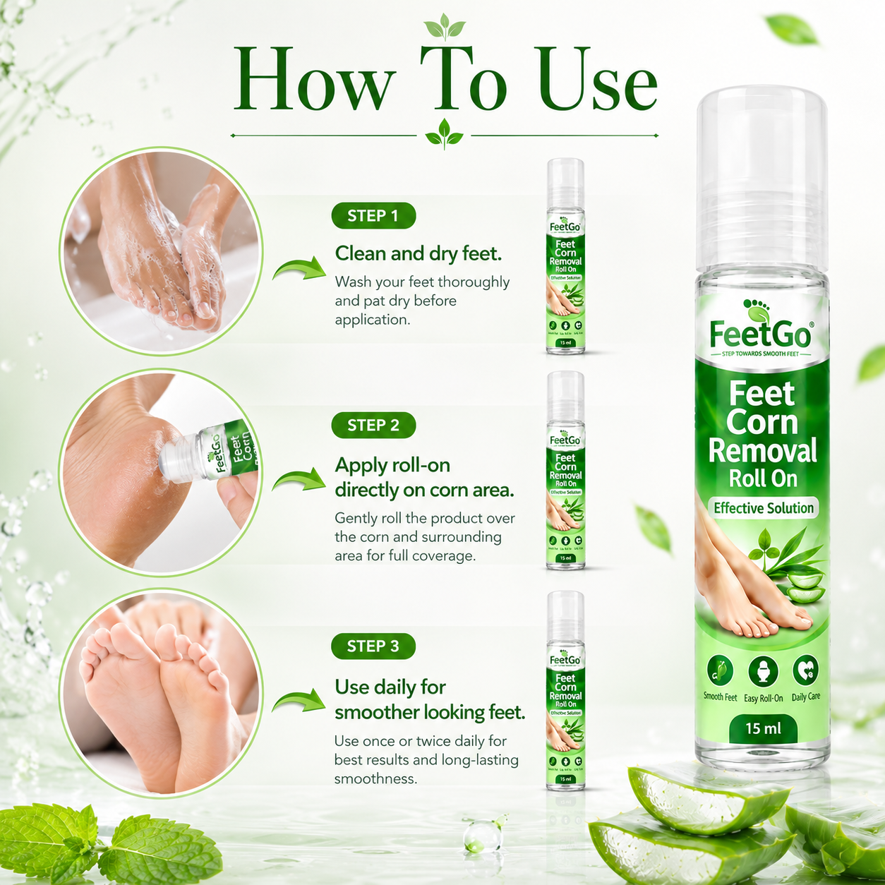 FeetGo Corn Removal Roll-On – Roll Away Rough, Hard Skin