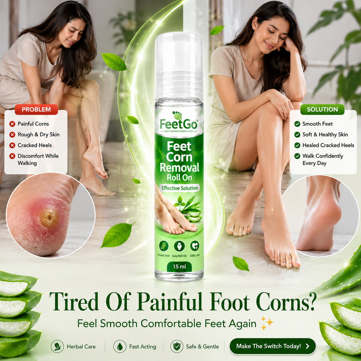 FeetGo Corn Removal Roll-On – Roll Away Rough, Hard Skin