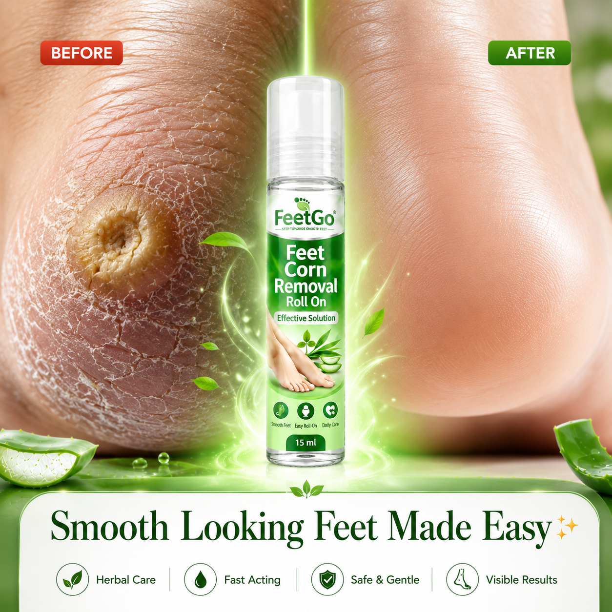 FeetGo Corn Removal Roll-On – Roll Away Rough, Hard Skin