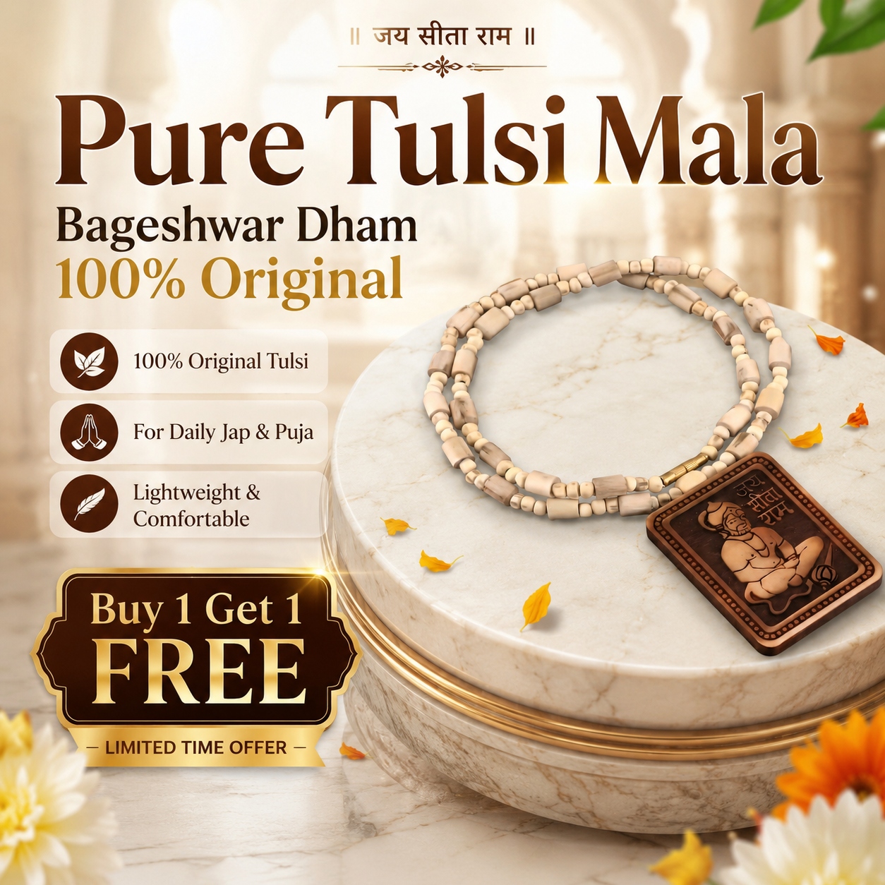 100% Original Bageshwar Dham Tulsi Mala | 🔥 BUY 1 GET 1 FREE 🔥