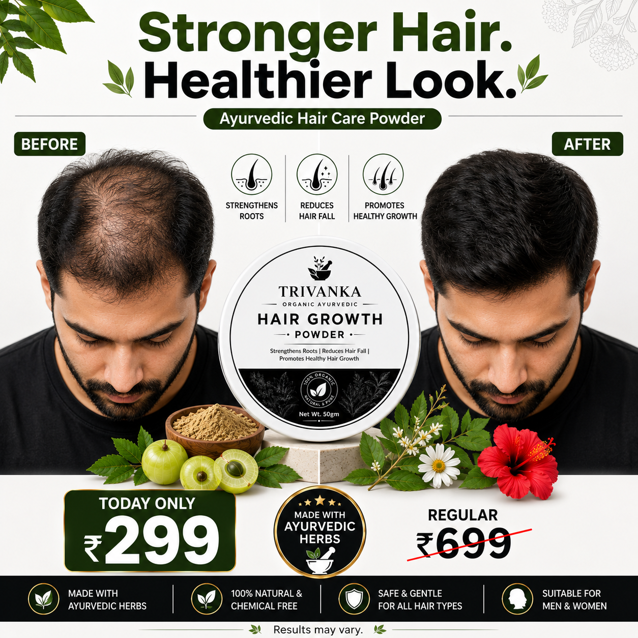 Trivanka Organic Ayurvedic Hair Growth Powder