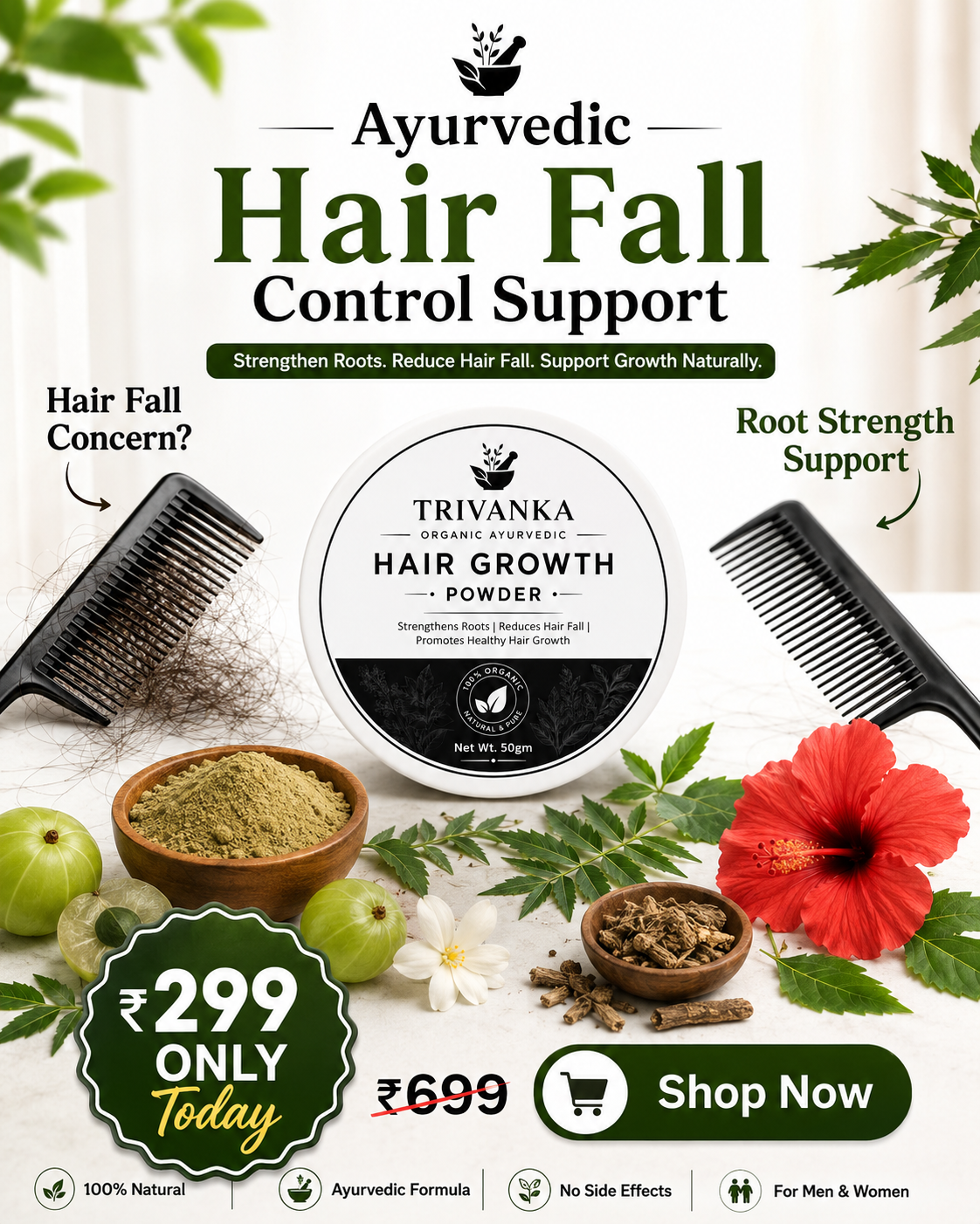 Trivanka Organic Ayurvedic Hair Growth Powder