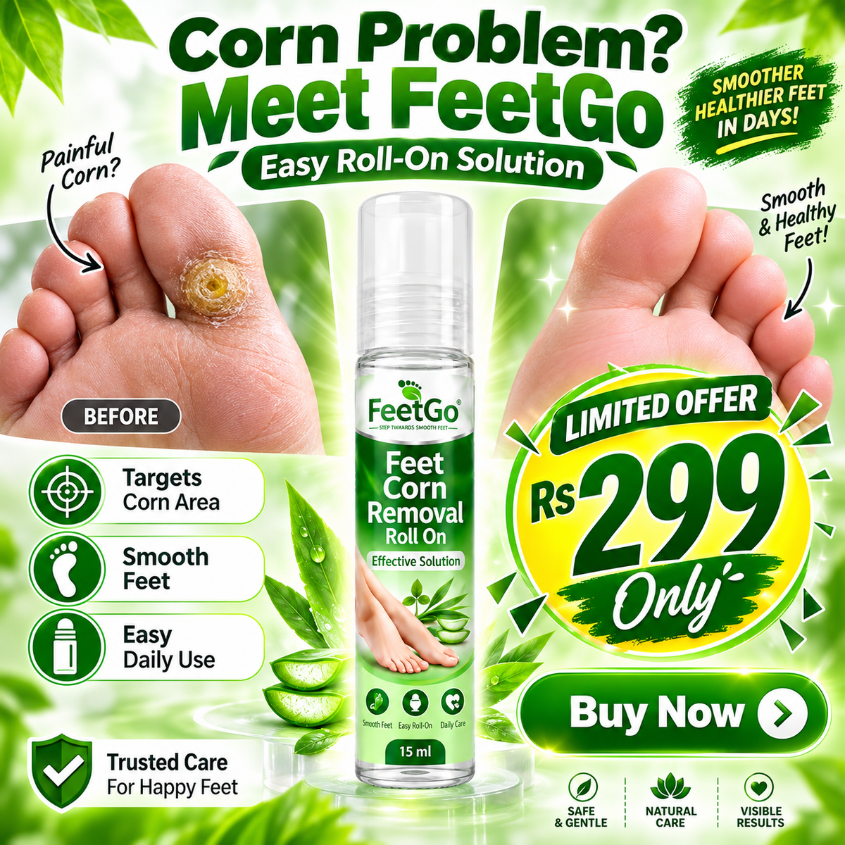 FeetGo Corn Removal Roll-On