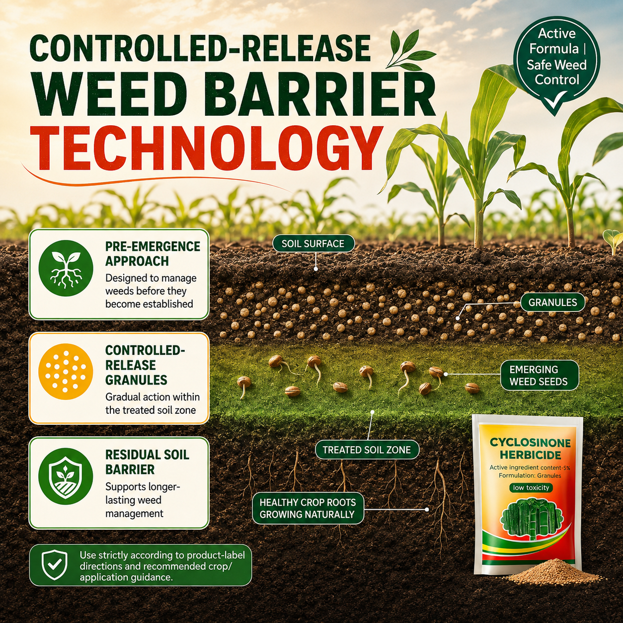Cyclosinone Herbicide Granules